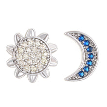 Fashion Sun And Moon Full Diamond Stainless Steel Studs