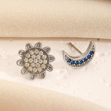 Fashion Sun And Moon Full Diamond Stainless Steel Studs