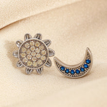 Fashion Sun And Moon Full Diamond Stainless Steel Studs