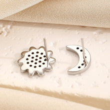 Fashion Sun And Moon Full Diamond Stainless Steel Studs