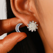 Fashion Sun And Moon Full Diamond Stainless Steel Studs